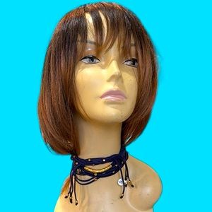 💗NWT NAVY BLUE BRASS SUEDE MULTIPLE LAYER‎ NECKLACE MULTIPLE USE NECKLACE